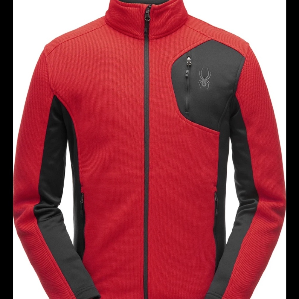 Spyder Men Bandit Fz Stryke Fleece Full Zip Jacket Black Red Size M NWT